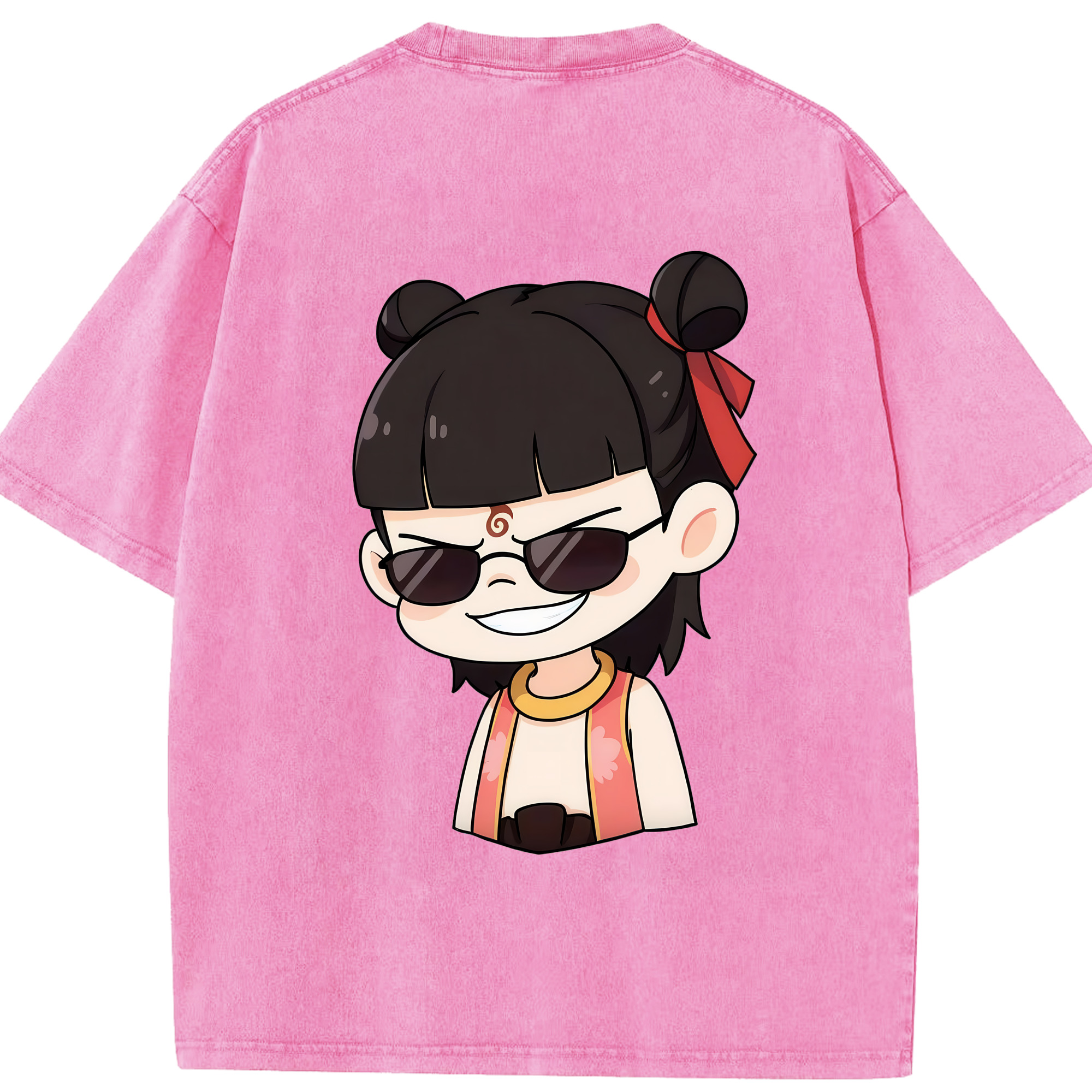 （画像用） Ne Zha 2 ナタ 魔童の大暴れ 綿100% ヴィンテージ風 半袖Tシャツ（背面プリント）
